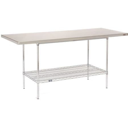 Global Industrial 304 Stainless Steel Work Table, 72 x 30in, Undershelf 318654
